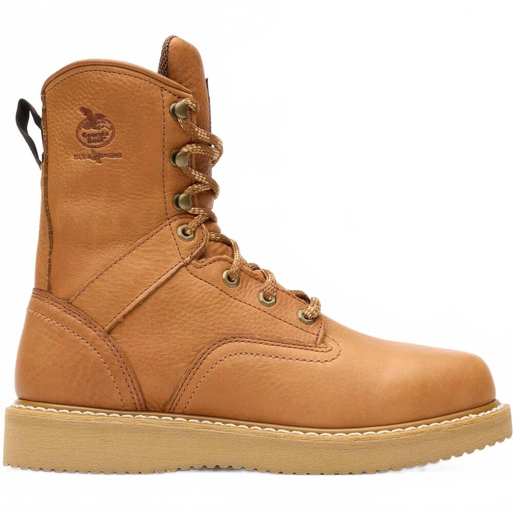 NEW GEORGIA BOOT men's farm & ranch wedge work boots in brown